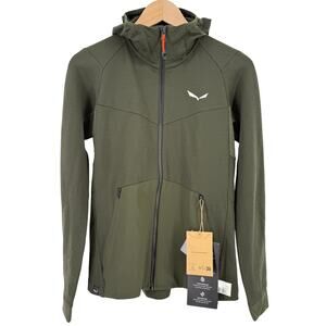 Salewa Puez Merino Wool Durastretch Hooded Jacket Womens Sz Small Olive Green